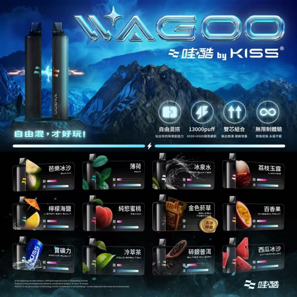 Kiss電子煙 Kis5拋棄式哇酷/WAGOO6500口一次性電子煙 kis5官網 新鮮日期 8/28